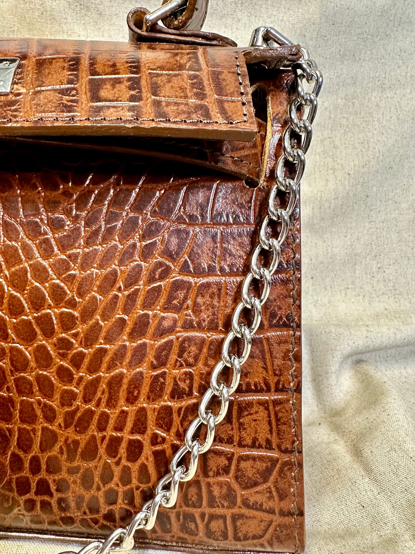 Croc Leather Shoulder Bag