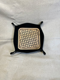 Valet Tray - Black Leather, Texas Basketweave