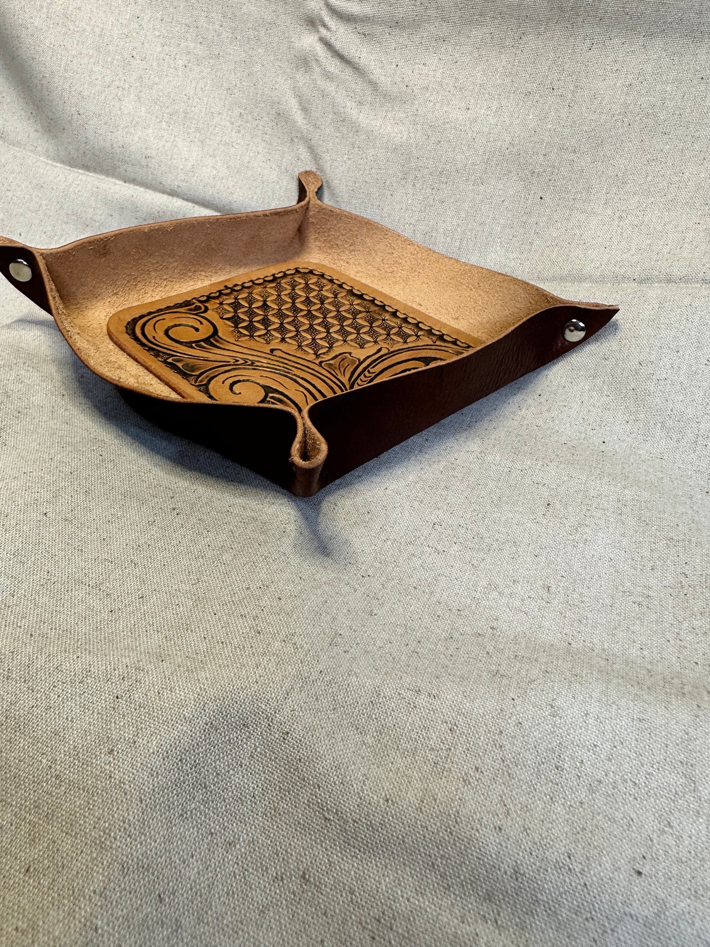 Valet Tray - Hand Tooled & Geometric Stamped