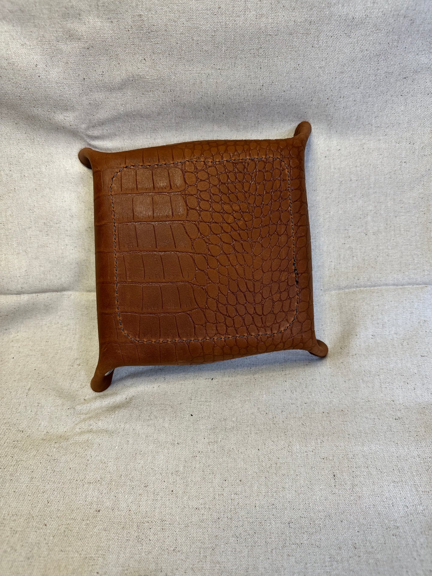 Valet Tray - Hand Tooled & Geometric / Alligator Embossed Leather