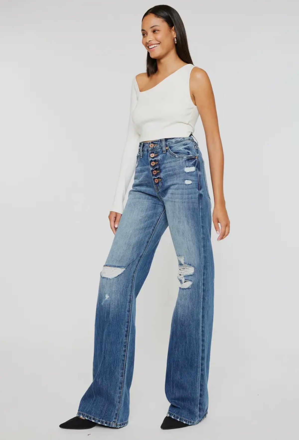 Ava Wide Leg Destructed Jean