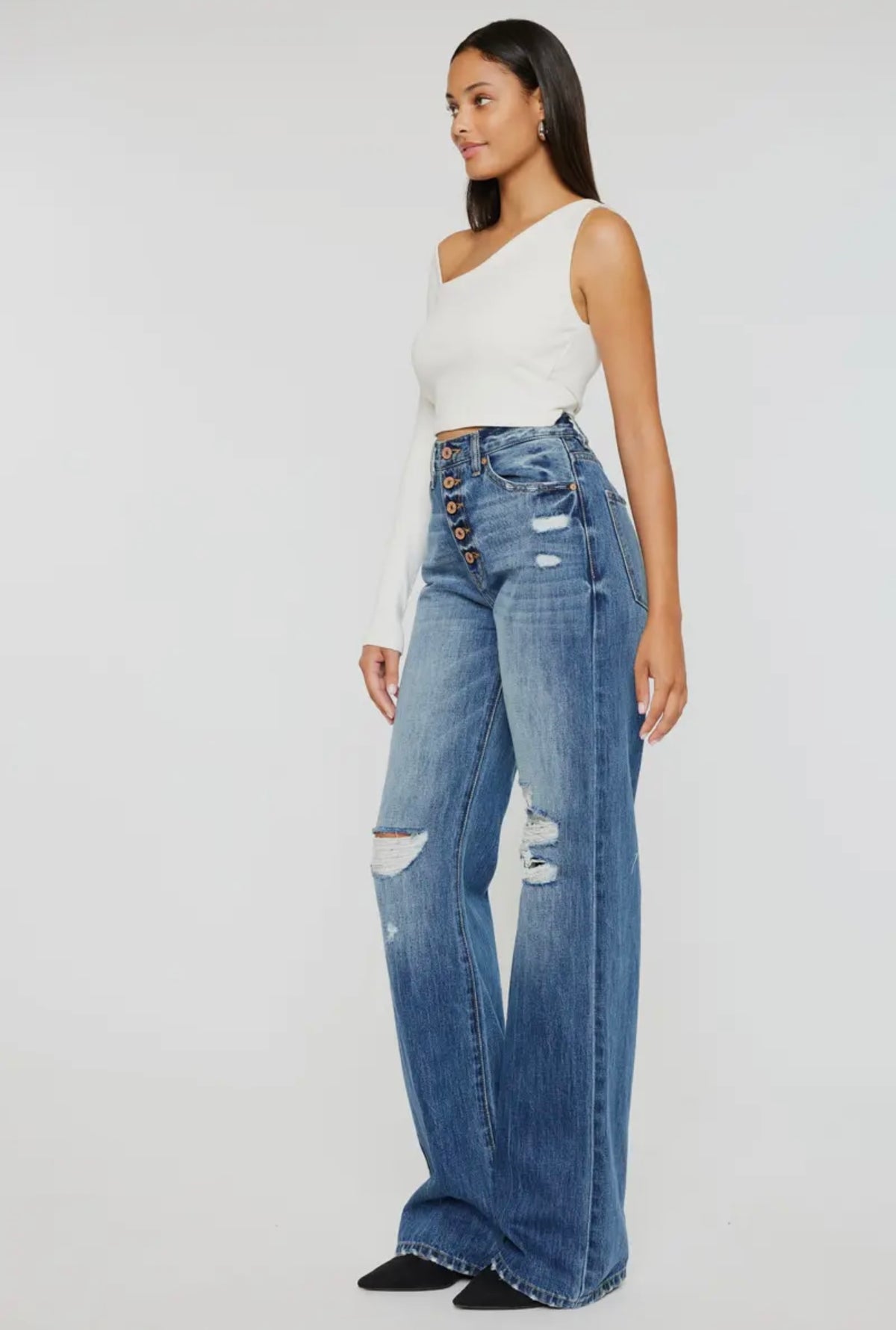 Ava Wide Leg Destructed Jean