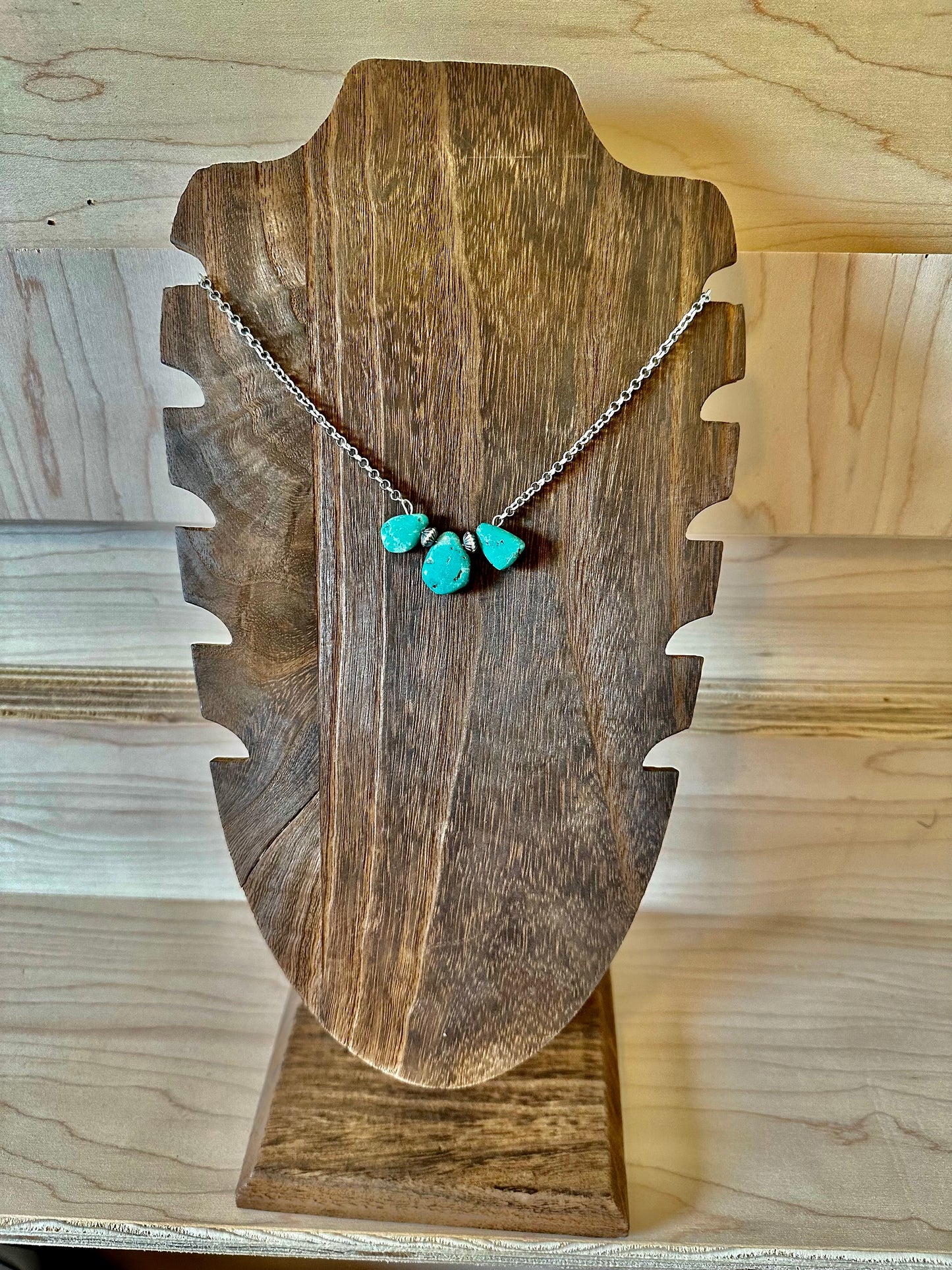 14” Authentic Turquoise + Navajo Saucer Necklace