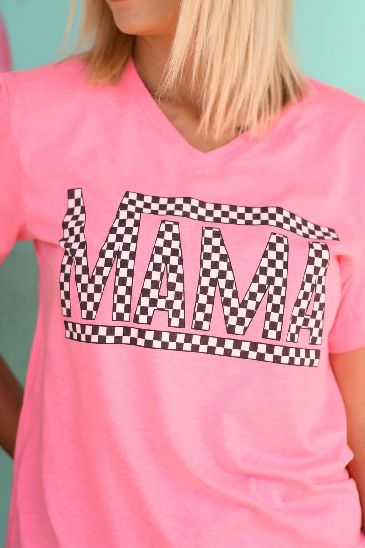 MAMA Checkered V-Neck